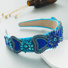 Elegant Blue Rhinestone Turban Headband for Women ATHLEXES