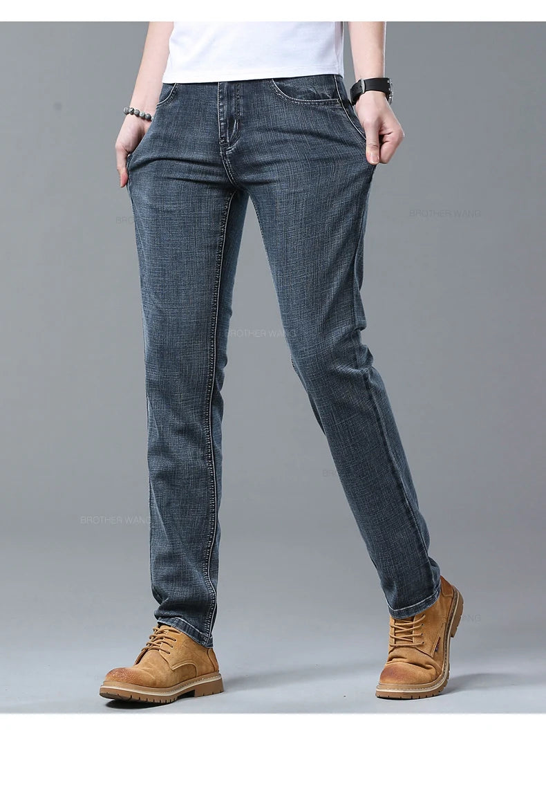 Light Blue Slim Fit Stretch Jeans for Men ATHLEXES
