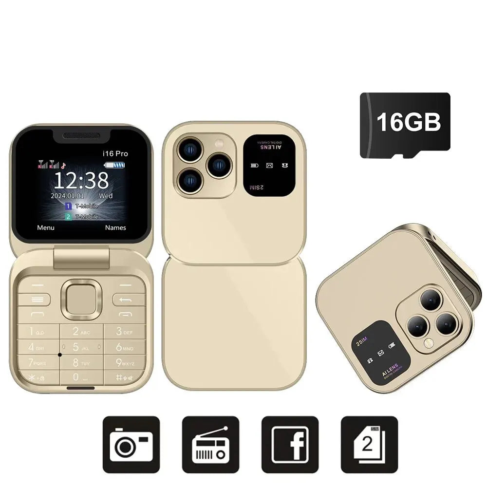 SERVO I16 Pro Mini Flip Phone with Dual SIM & FM Radio ATHLEXES