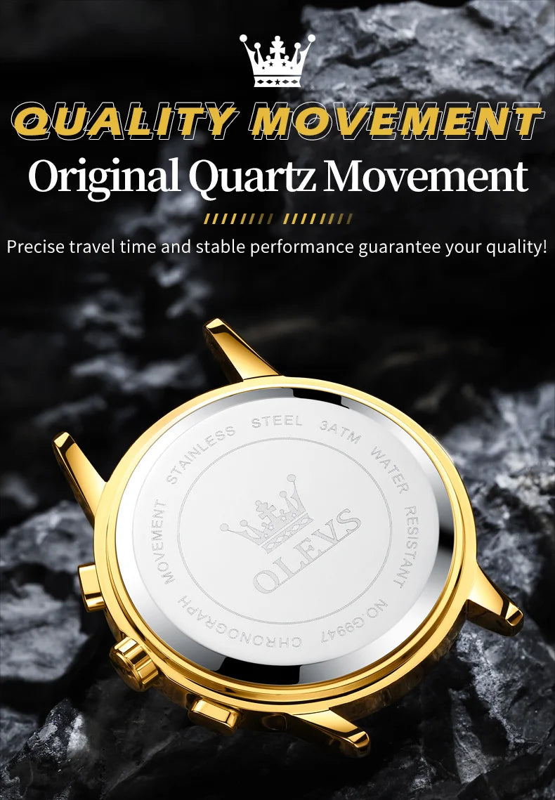 OLEVS Luxury Waterproof Gold Skeleton Watch ATHLEXES