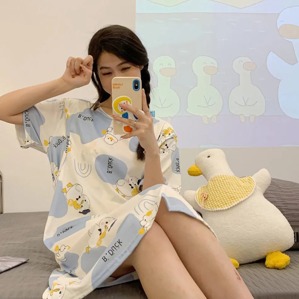 Comfortable Cartoon Maternity Nightwear Dress ATHLEXES