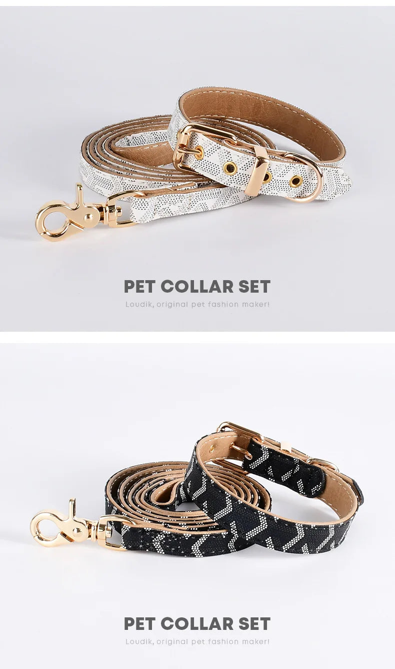 Luxury Snakeskin Soft Leather Pet Collar & Leash Set ATHLEXES