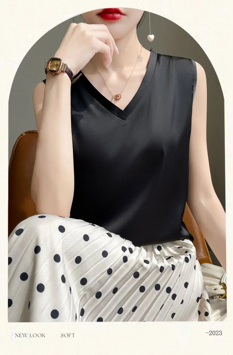 SilkBlend V-Neck Summer Blouse for Women ATHLEXES
