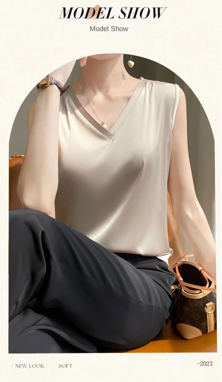 SilkBlend V-Neck Summer Blouse for Women ATHLEXES