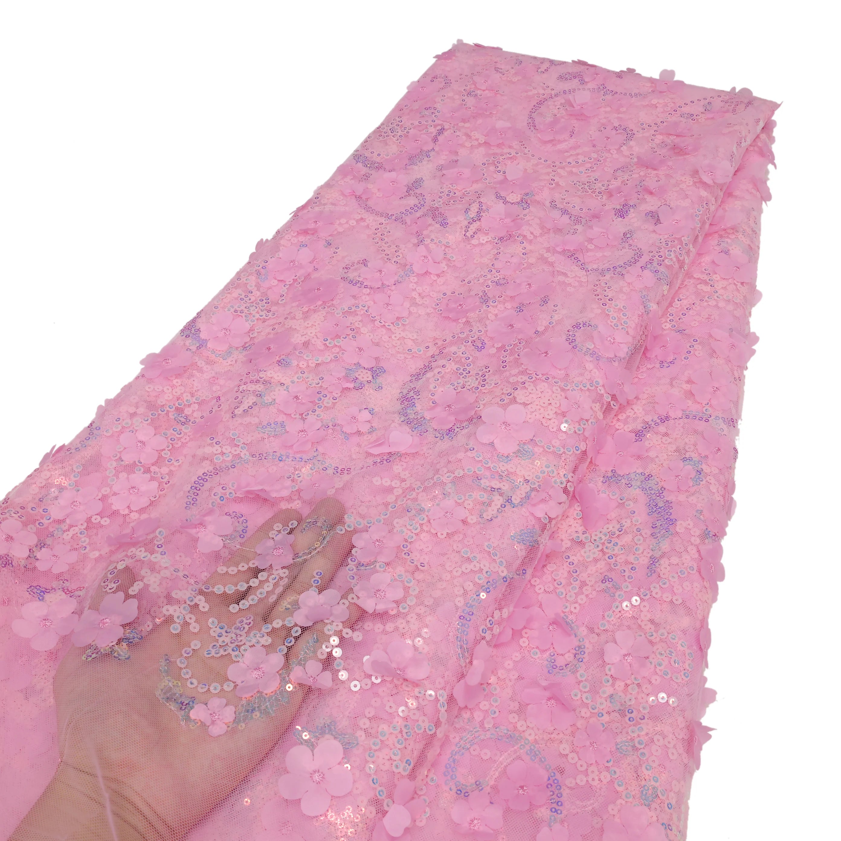 Elegant 3D Floral Lace Fabric for Weddings ATHLEXES