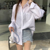 Beiyingni 2024 Spring Autumn Women's Oversized Blouse with Pockets ATHLEXES