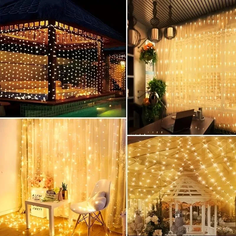 Twinkling Solar Fairy Curtain Lights for Outdoor Elegance ATHLEXES