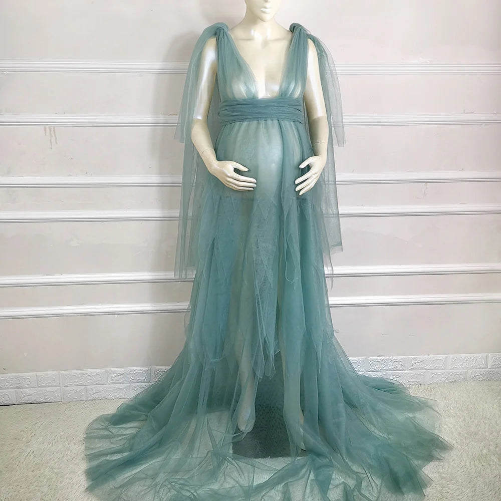 Boho Tulle Maternity Dress for Baby Showers ATHLEXES