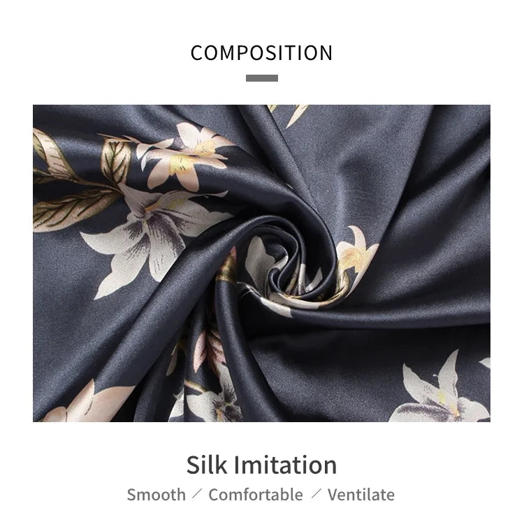 Autumn Pajama Women Silk Satin Set ATHLEXES