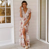 Chic V Neck Summer Slit Maxi Dress for Women ATHLEXES