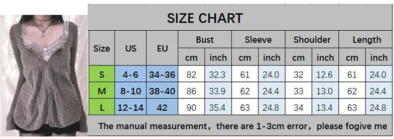 Y2K Aesthetic Vintage Babydoll Knit Sweater Tops ATHLEXES