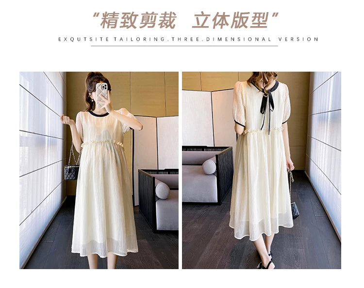 Chic Summer Maternity A-Line Midi Dress ATHLEXES