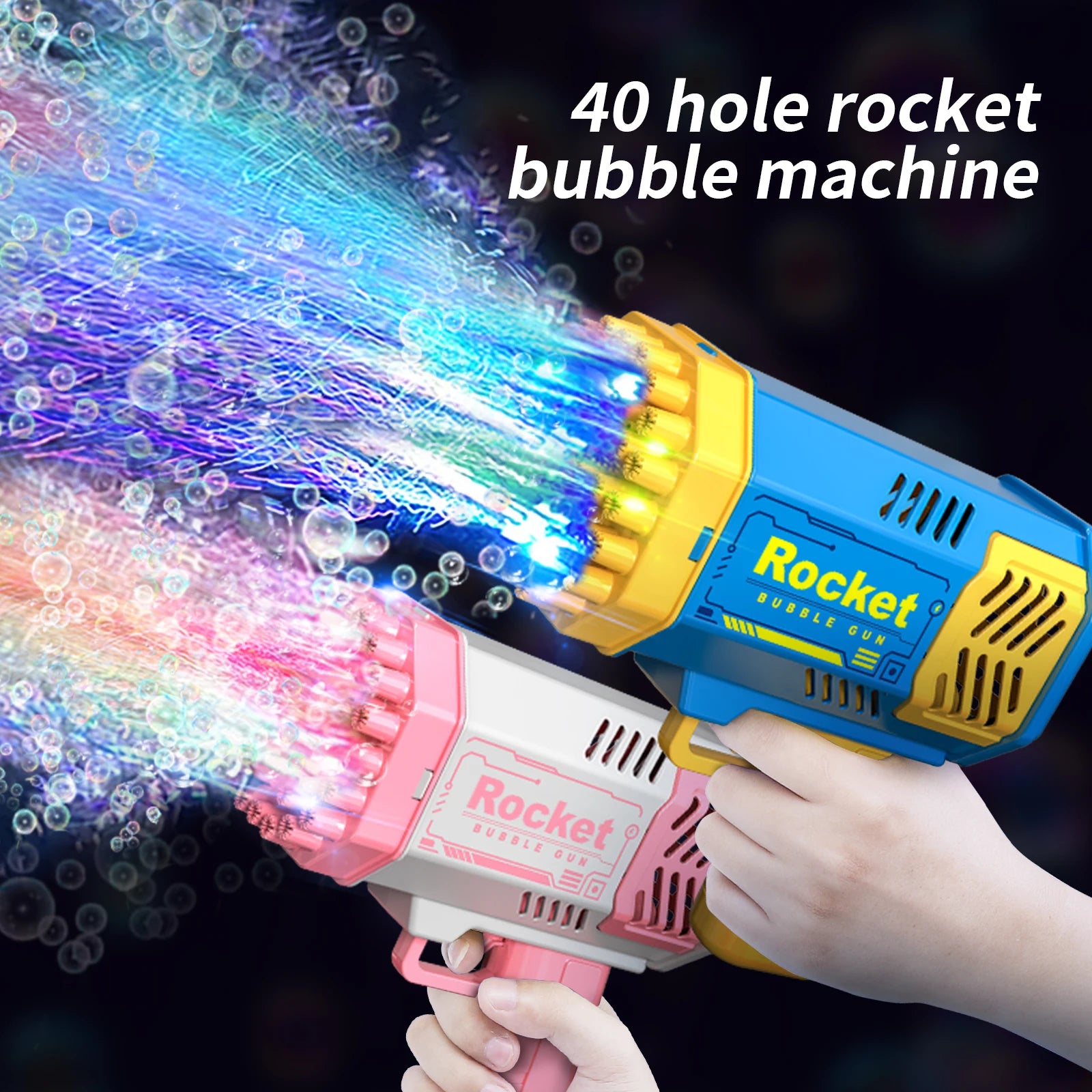 Kids' 40-Hole Rocket Bubble Gun with LED Light ATHLEXES