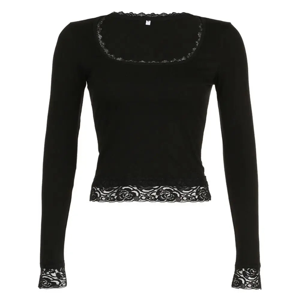 Lace Trim Slim Fit Crop Top for Summer Style ATHLEXES