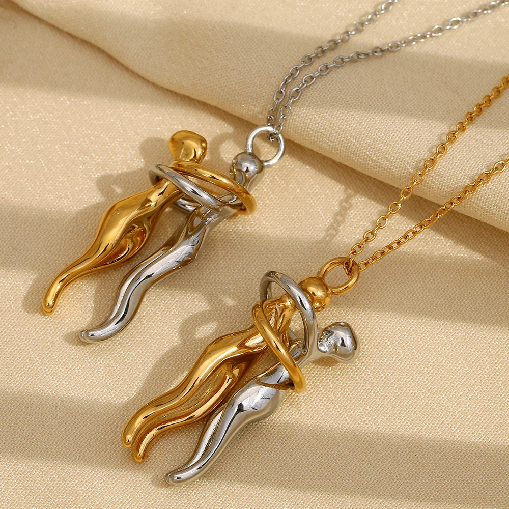 E.B.belle People Hug Pendant Necklace in Gold ATHLEXES