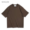 WAVLATII Oversized Brown Summer Tees for Unisex Casual Wear ATHLEXES