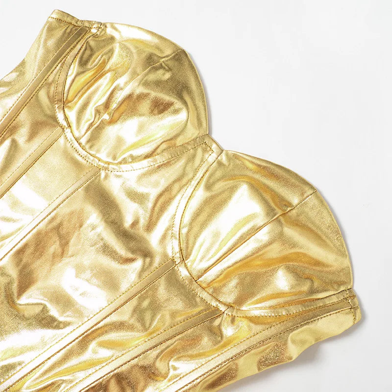 Goddess Glam Metallic Corset Top ATHLEXES