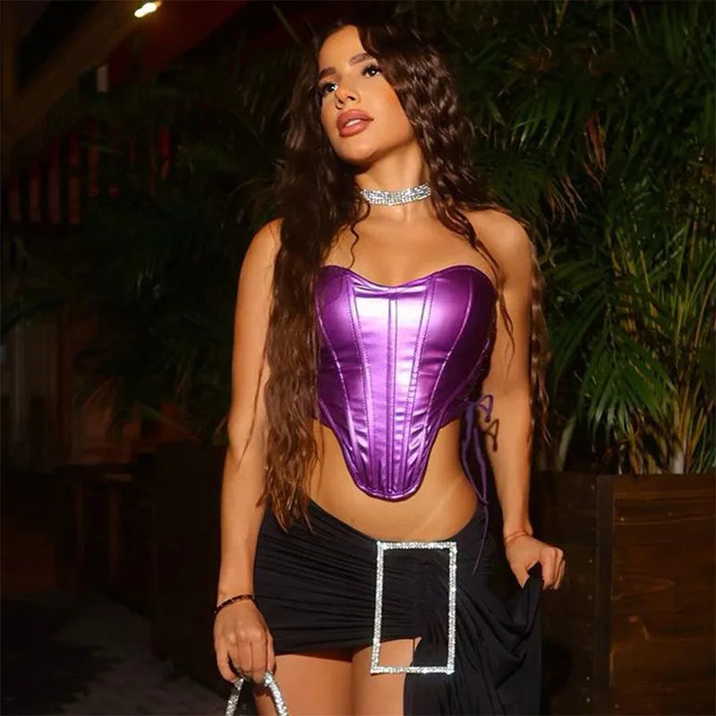 Goddess Glam Metallic Corset Top ATHLEXES