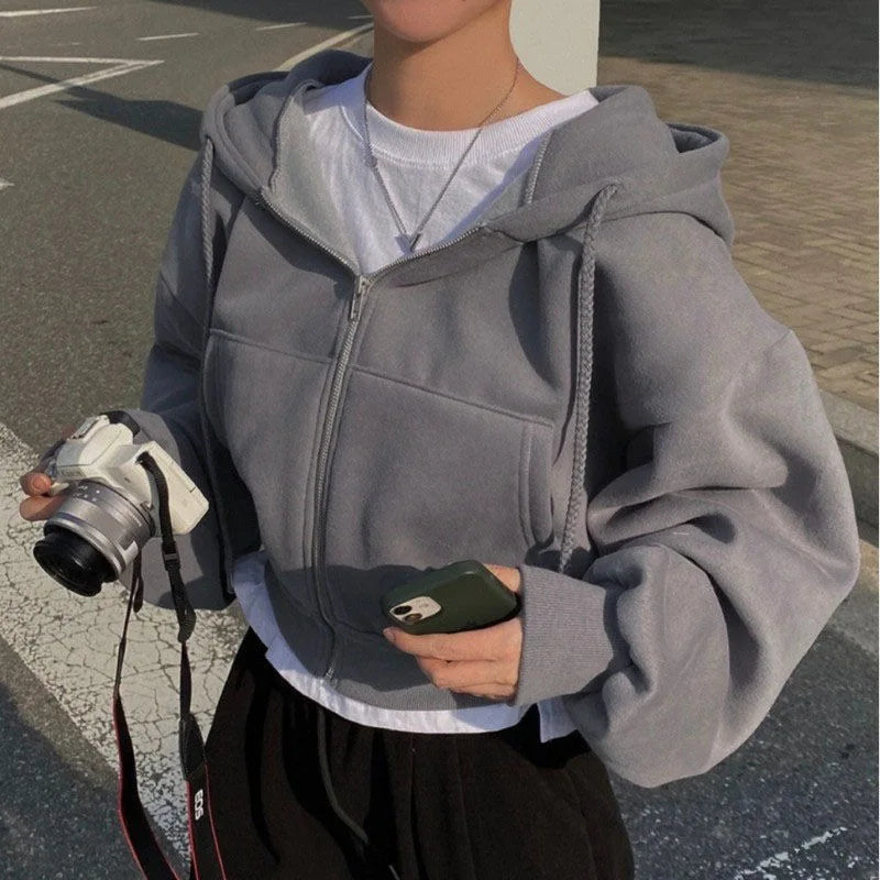 Chic Korean Fleece Lined Hoodie Jacket ATHLEXES