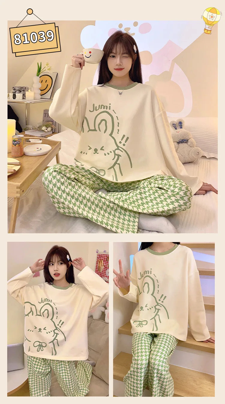 Cozy Cartoon Maternity Pajama Set for Moms ATHLEXES