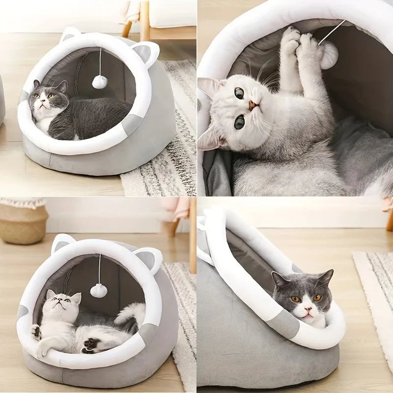 Cute Cat Bed Pet House Kitten Lounger Cushion Small Dog Tent Mat Washable Puppy Basket Cave Mat Soft for Cats House Bed Supplies ATHLEXES