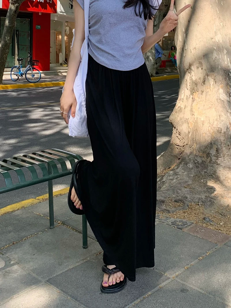 Korean Summer Maternity Wide Leg Trousers ATHLEXES