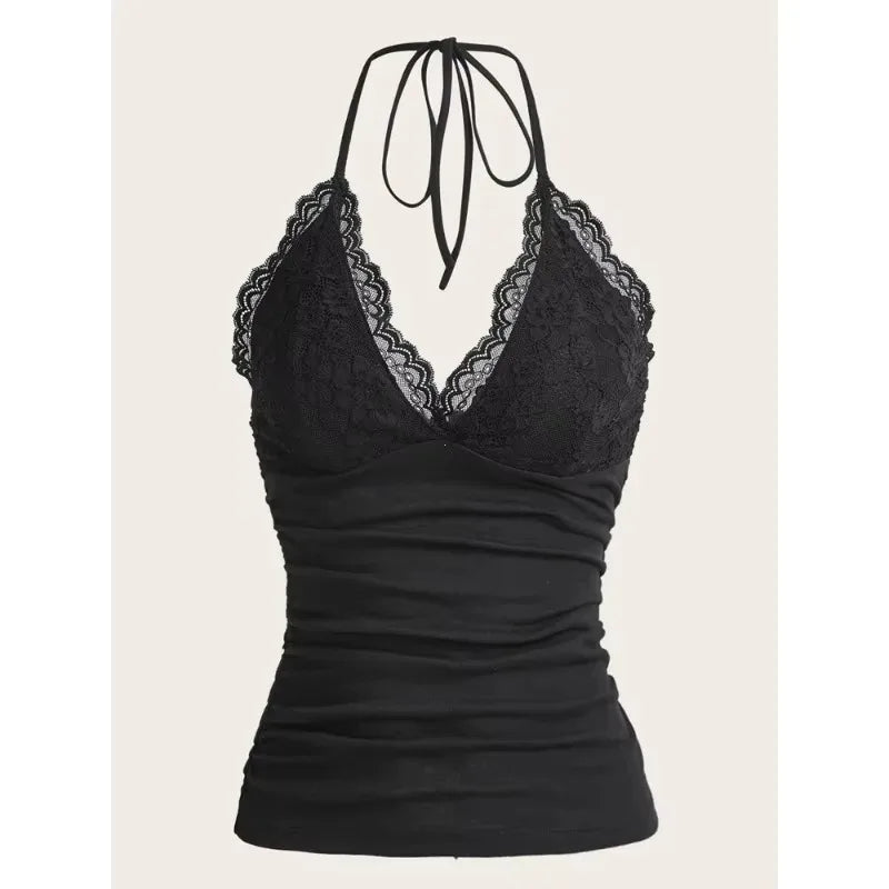 Gothic Lace Halter Top for Edgy Street Style ATHLEXES