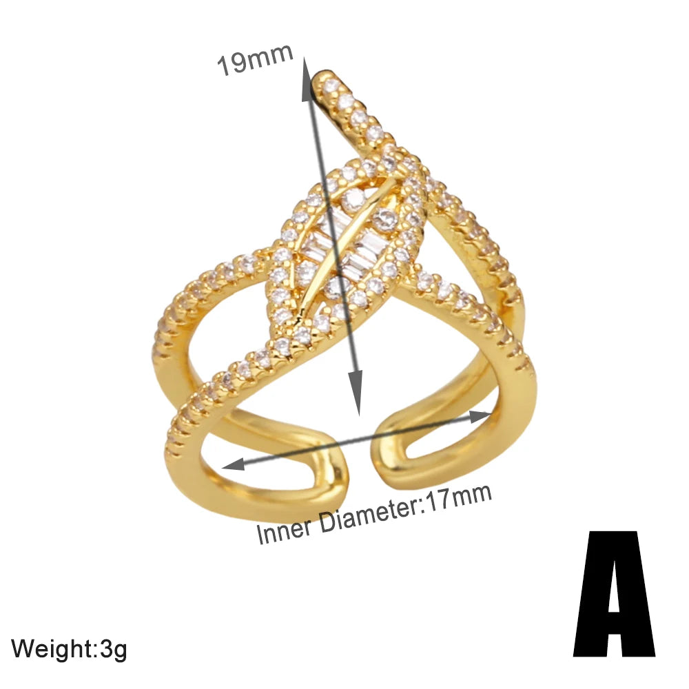 OCESRIO Mini Crystal Flower Open Ring in Gold Plated Copper ATHLEXES
