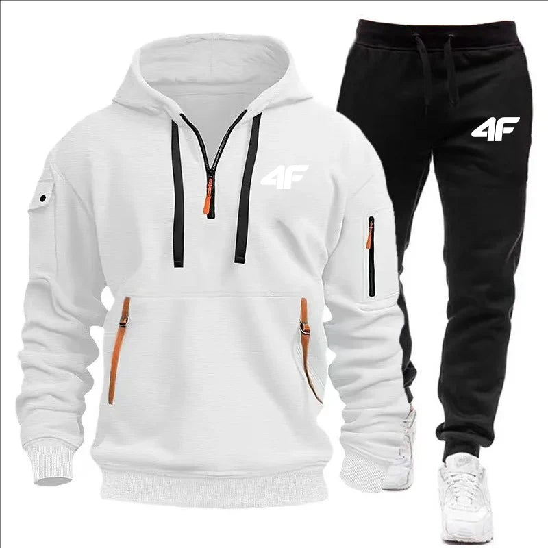 Men's Zipper Hooded Tracksuit with Multi-Pockets ATHLEXES