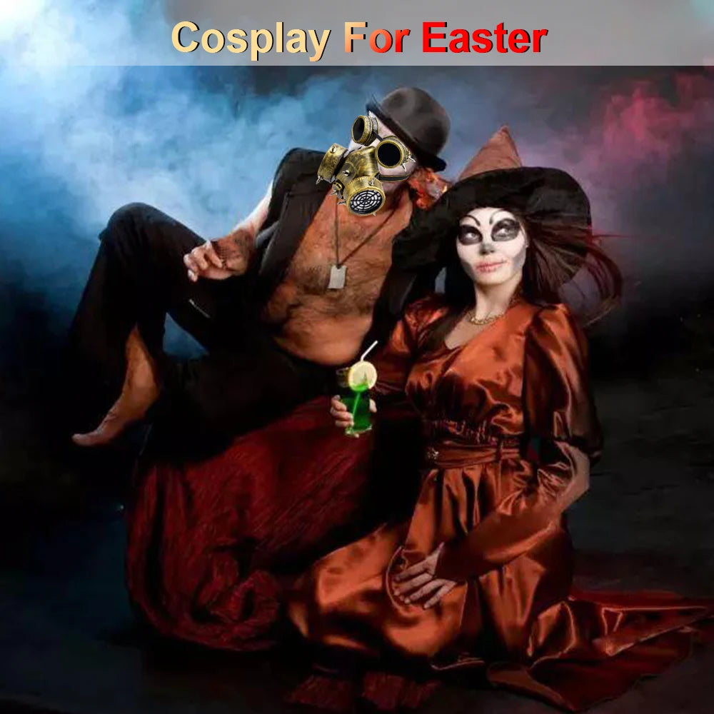 Gothic Steampunk Gas Mask with Goggles for Cosplay ATHLEXES