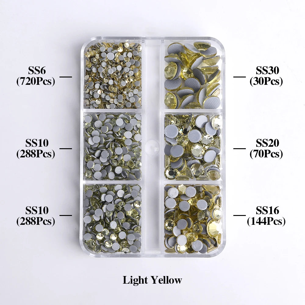 GlamCrystal 1540Pcs Hotfix Glass Rhinestones Set SS6-SS30 ATHLEXES