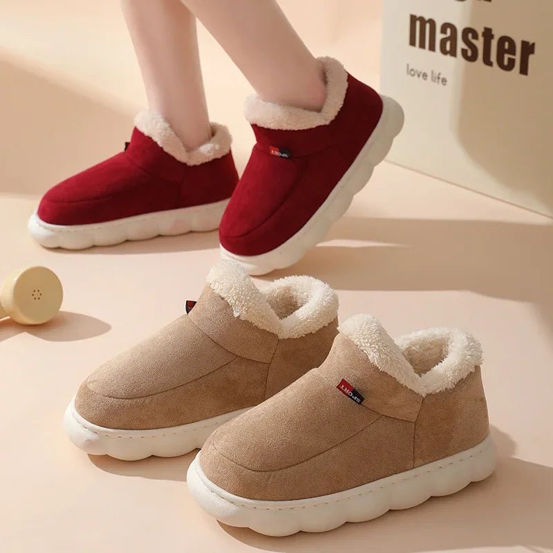 Kidmi Winter Women Shoes Casual House Shoes For Men 2024 Outdoor Warm Cotton Shoes For Women Indoor Plush Padded Slippers Female ATHLEXES