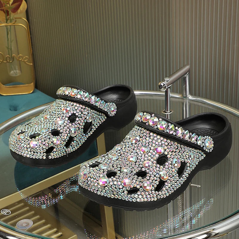 Luxury Rhinestone Beach Slides for Women - Summer EVA Comfort ATHLEXES