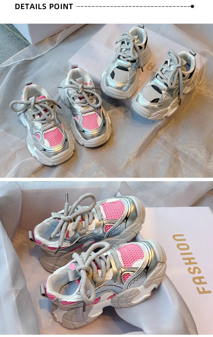 Chic Pink Leather Running Shoes for Young Girls ATHLEXES