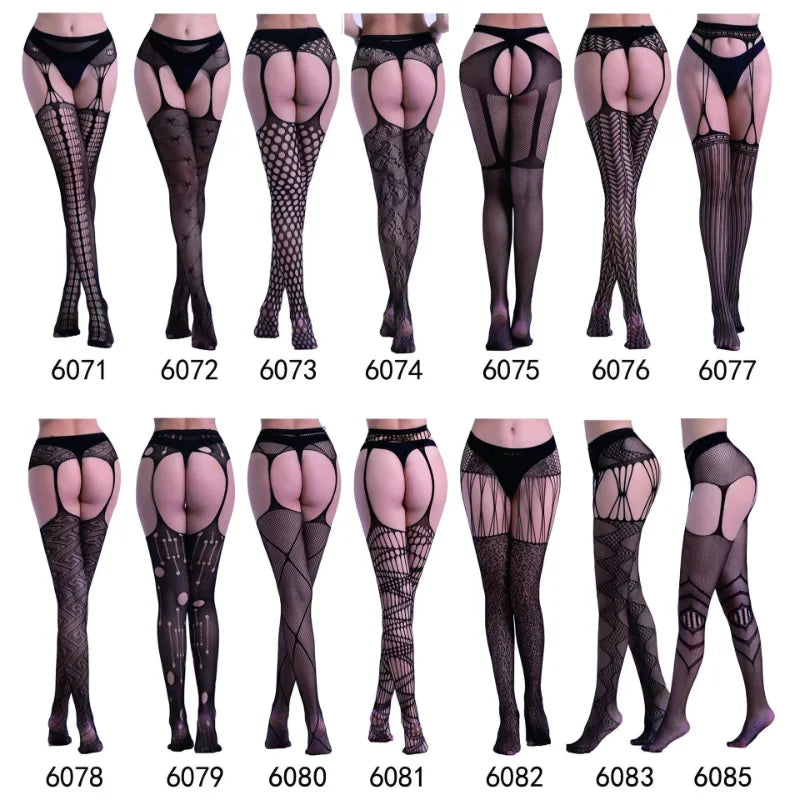 Seductive Fishnet Crotchless Pantyhose with Suspenders ATHLEXES