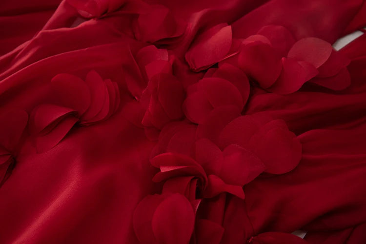 Elegant Red Chiffon Party Dress for Women ATHLEXES