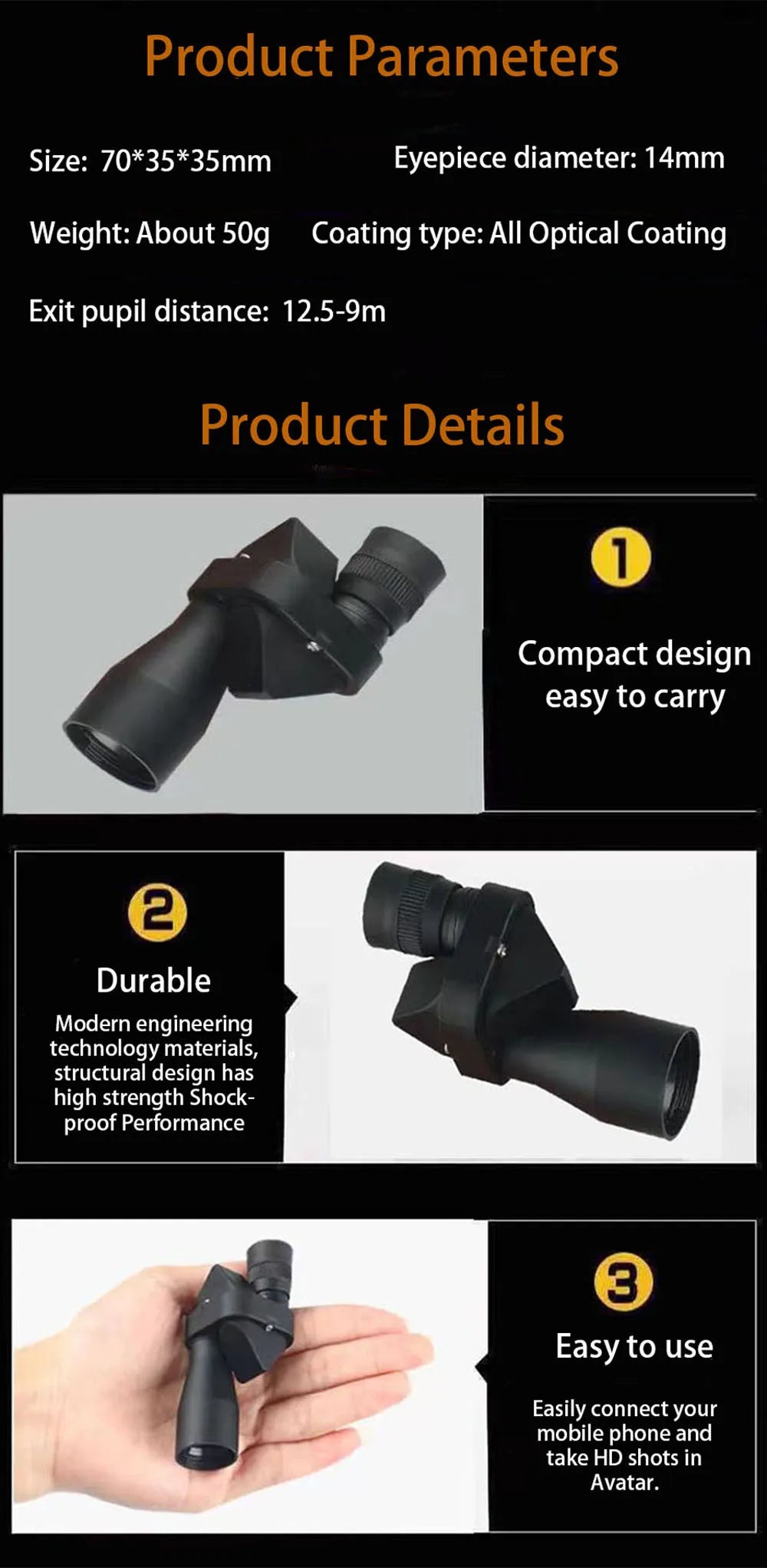 Pocket Zoom HD Monocular for Outdoor Adventures ATHLEXES