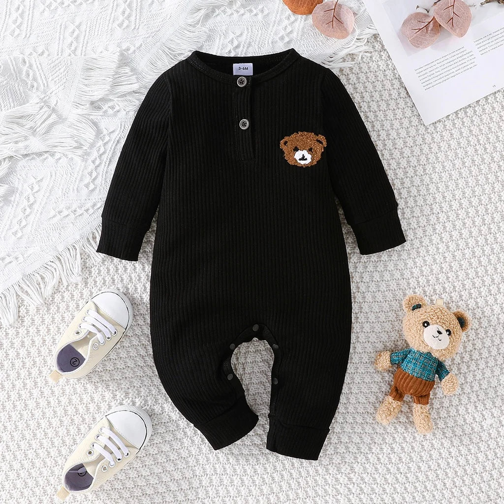 Cartoon Bear Button Onesie for Baby Boys ATHLEXES