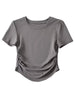 Harajuku Ruched Side Cotton Crew Neck Tee ATHLEXES