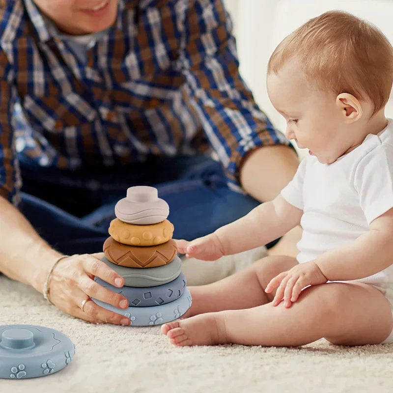 Montessori Baby Silicone Building Blocks Squeeze Stacker Toys ATHLEXES