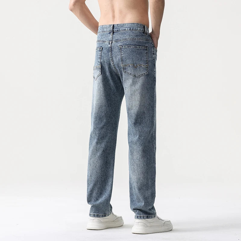 Retro Blue Wide Leg Denim Jeans for Men ATHLEXES