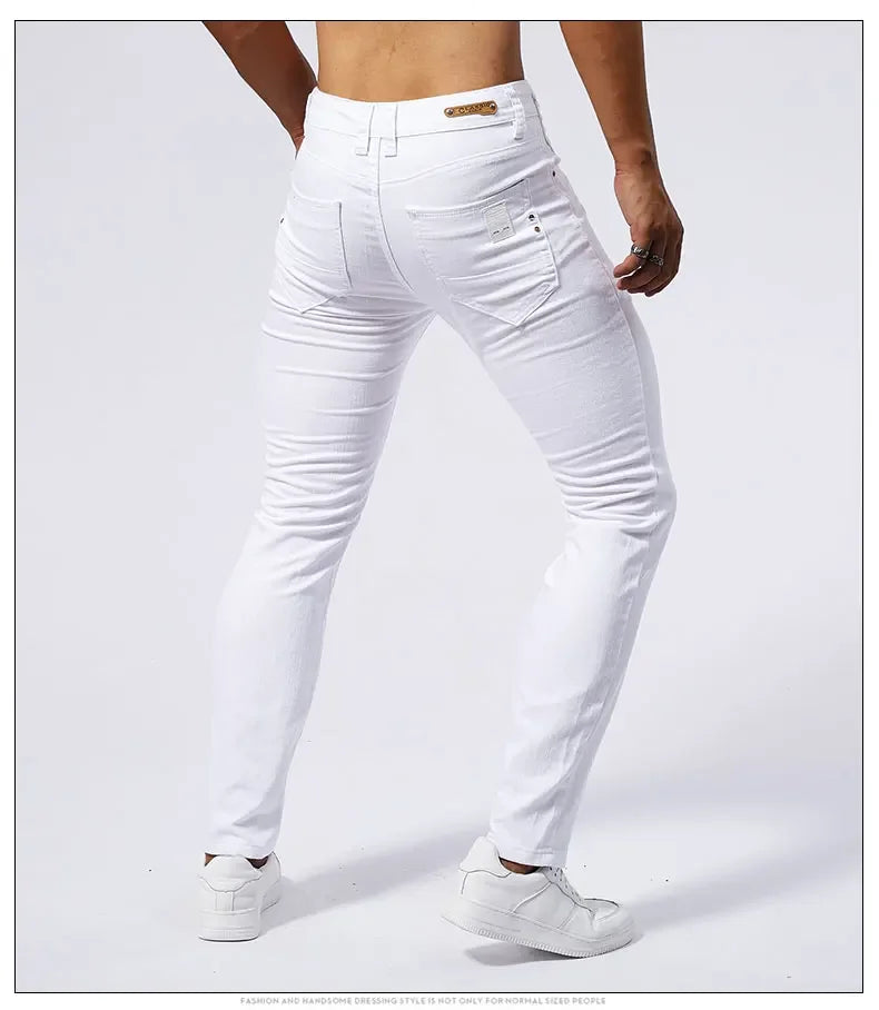 Urban Style Slim Fit White Denim Jeans ATHLEXES