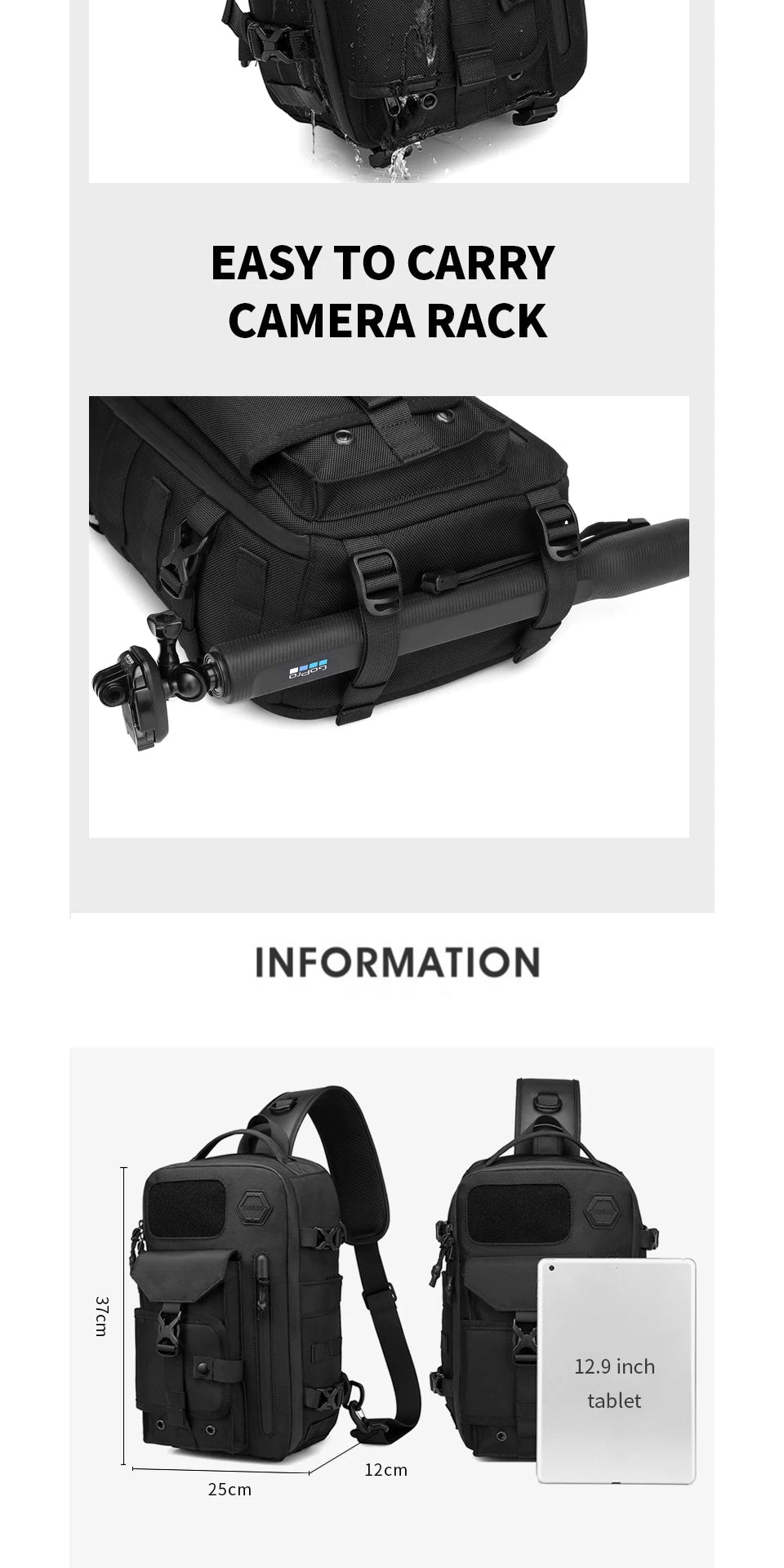OZUKO Large Capacity Shoulder Bags for Male Waterproof Crossbody Bag ATHLEXES