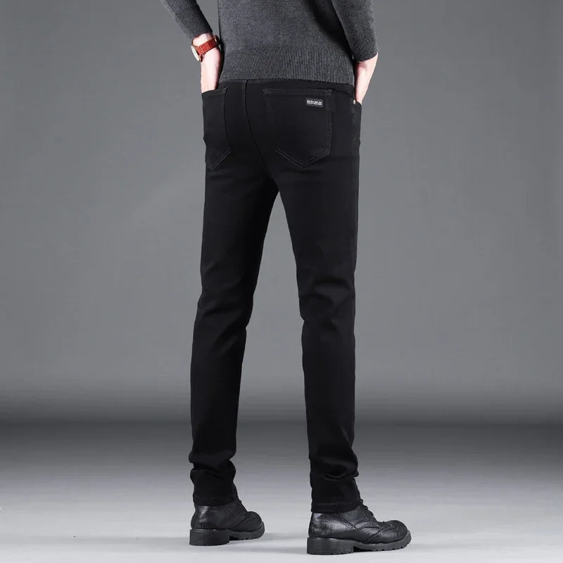 Korean Style Black Slim Fit Jeans for Men ATHLEXES