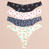 FINETOO 4Pcs Ultra Soft Leopard Print Thongs Comfort Lingerie ATHLEXES