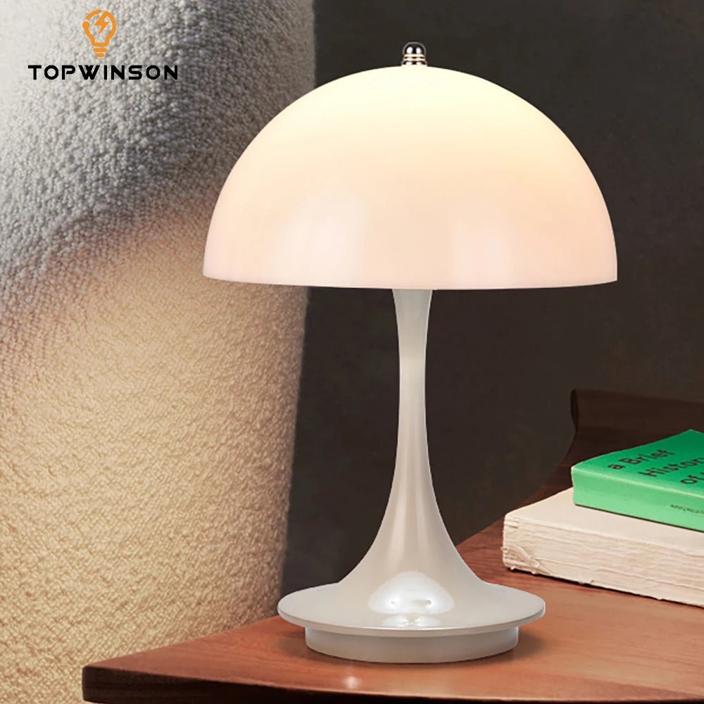 LED mushroom small table lamp portable USB charging dimmable flower bud lamp bedroom bedside lamp ATHLEXES