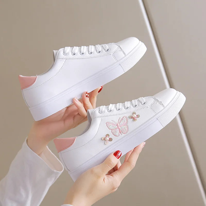 Embroidered Bow Platform Walking Flats for Women ATHLEXES