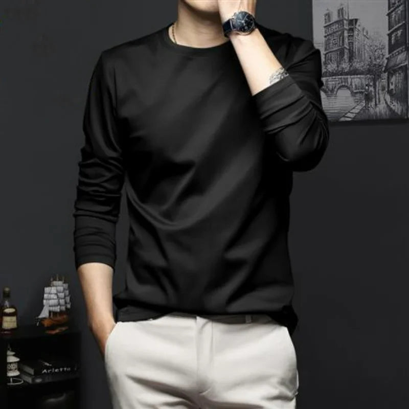 Autumn New Promotion Ice Silk Men's V-Neck Casual Top 2023 ATHLEXES