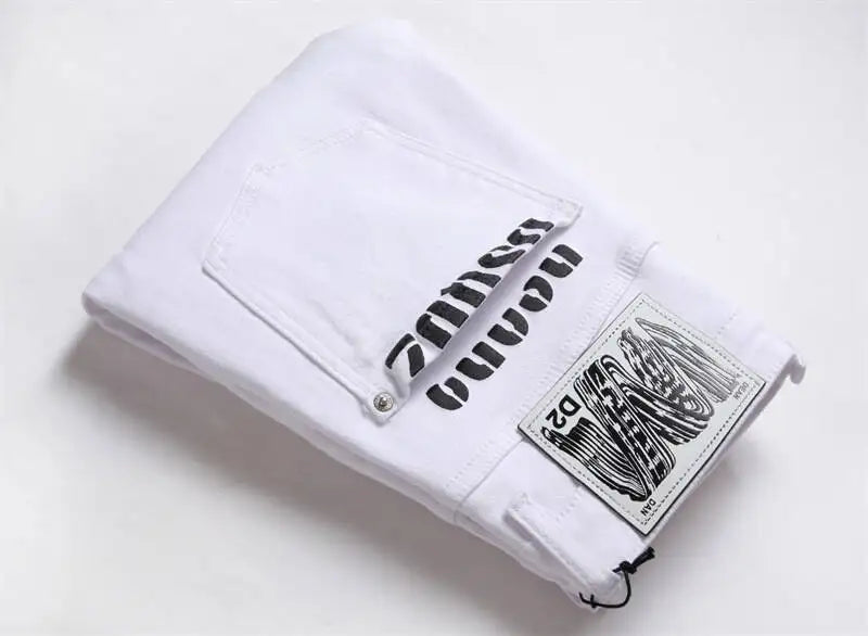 2025 Pure White Men's Slim Fit Stretch Jeans ATHLEXES