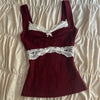 Retro Lace Trim Bow Crop Top for Women ATHLEXES